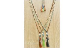 crystal beads tassels charms caps necklaces three color